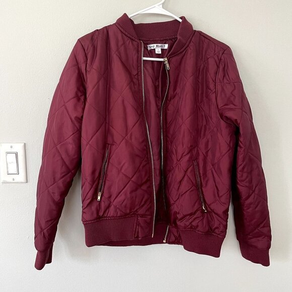 Say What? red bomber jacket filled casual trendy pockets comfort women size M - Picture 1 of 6
